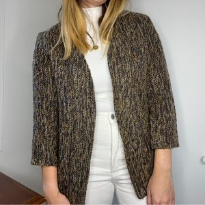 Vintage Knobby Knit Open Front Blazer